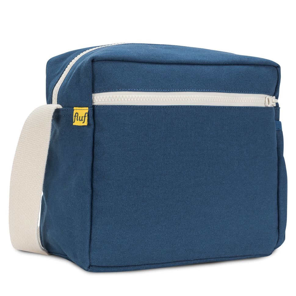 lunch bag with crossbody strap navy blue