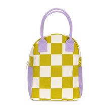 Organic cotton zipper lunch bag with checkers