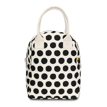 black and white polka dot lunch bag