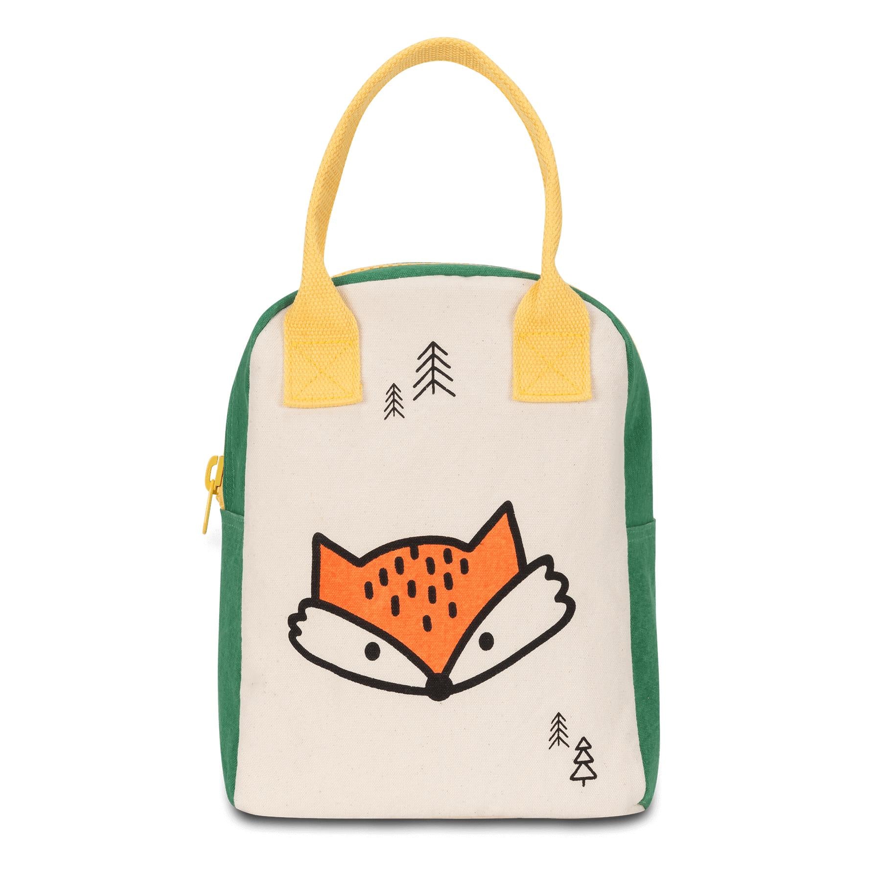 Certified Organic Lunch bag with orange fox print by fluf