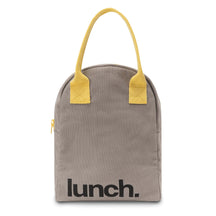 Grey 'lunch' lunch bag with zipper by Fluf