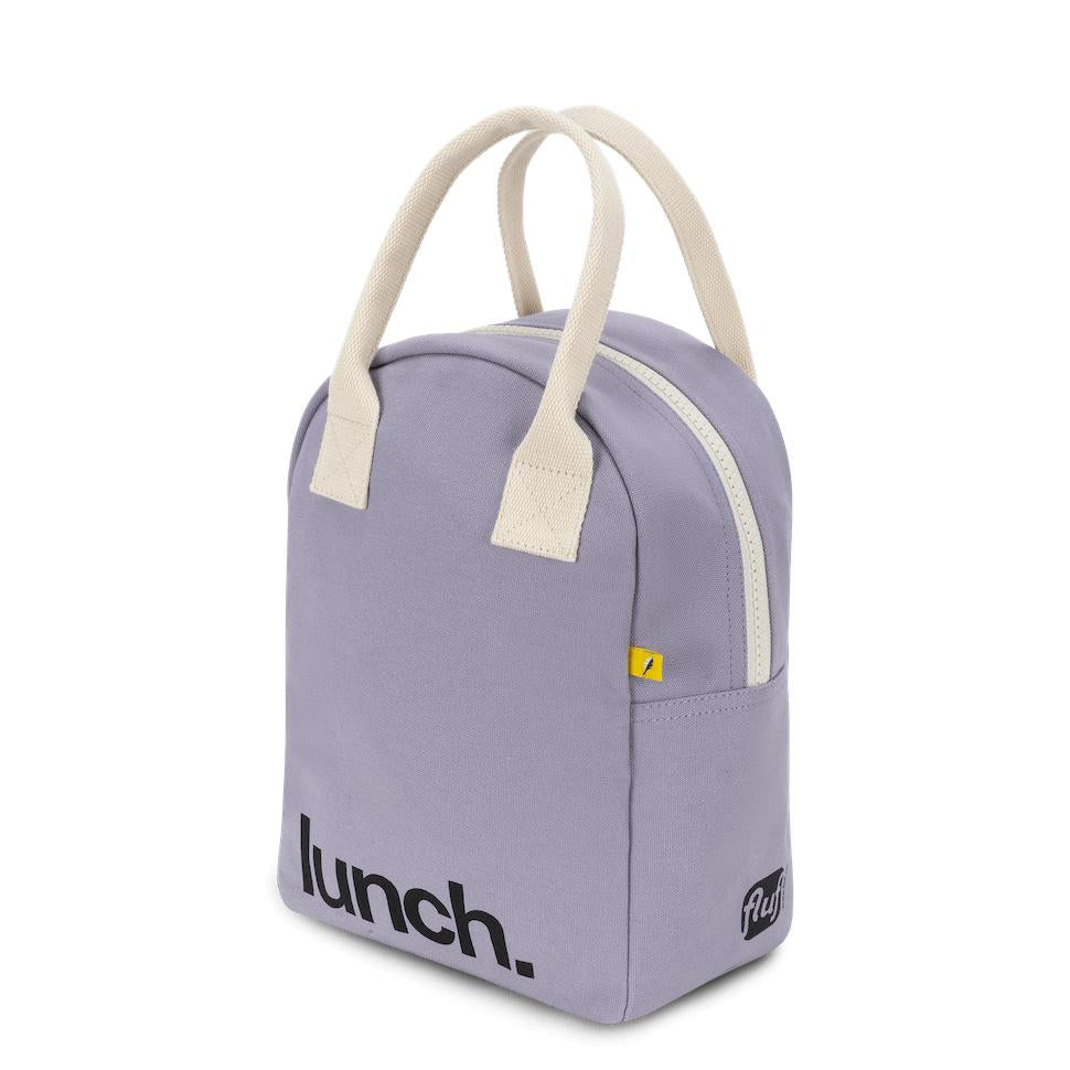 Purple zipper lunch bag by Fluf us