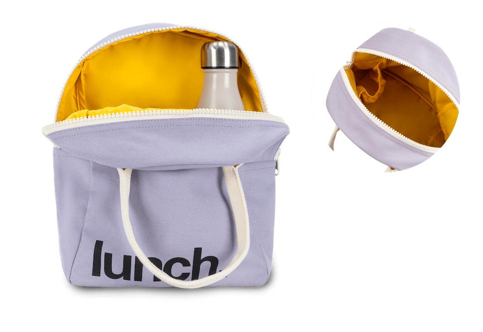 Purple lunch bag with bottle holder