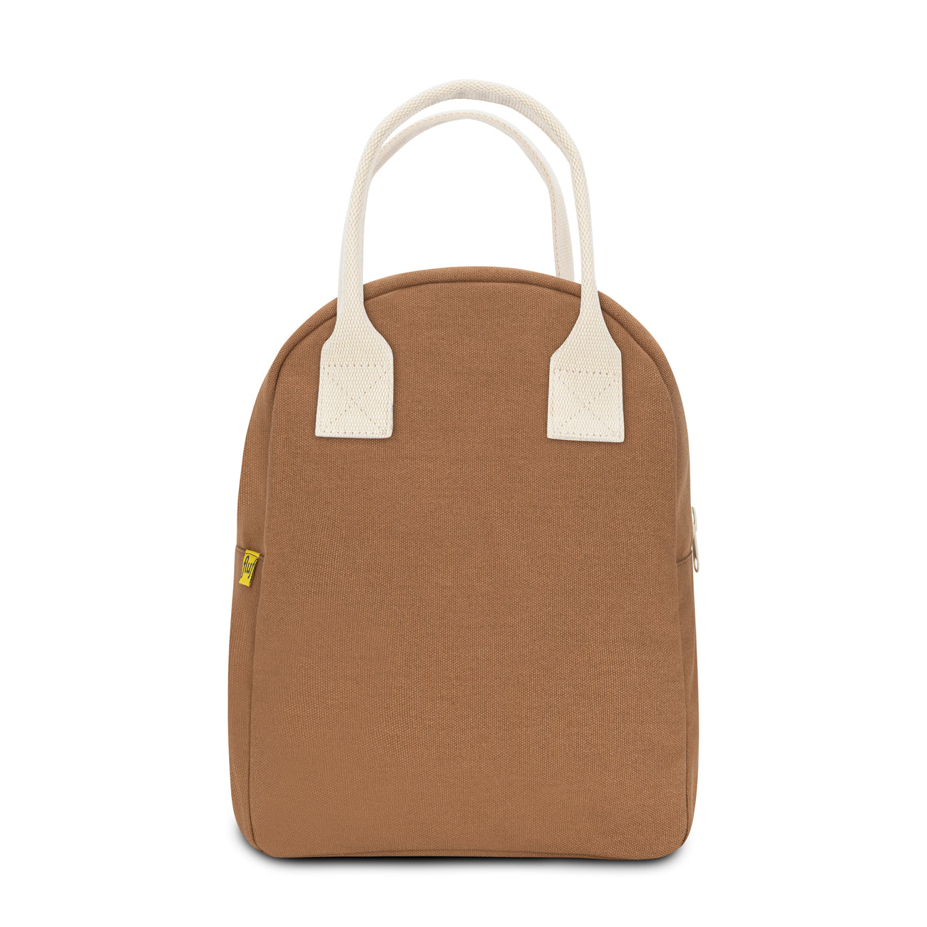 Zipper lunch bag in nutmeg brown color, made from certified organic and recycled materials by Fluf