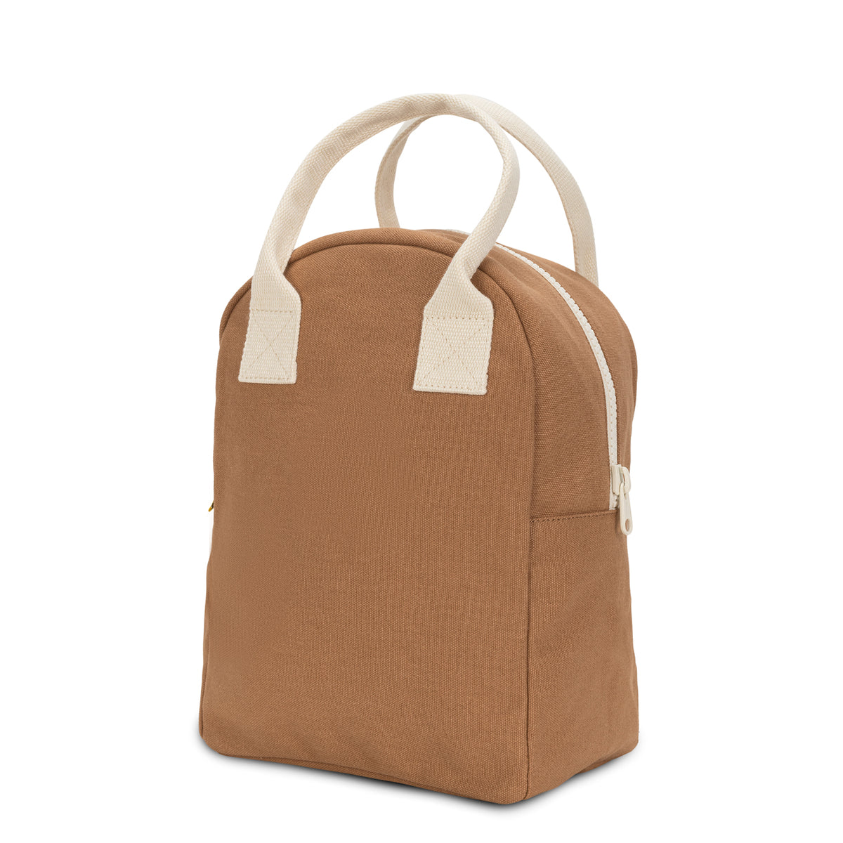 Sustainable Zipper Nutmeg brown lunch bag, made from certified organic and recycled materials