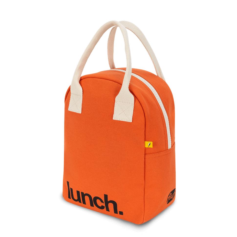 Organic Orange red zipper lunch bag by fluf