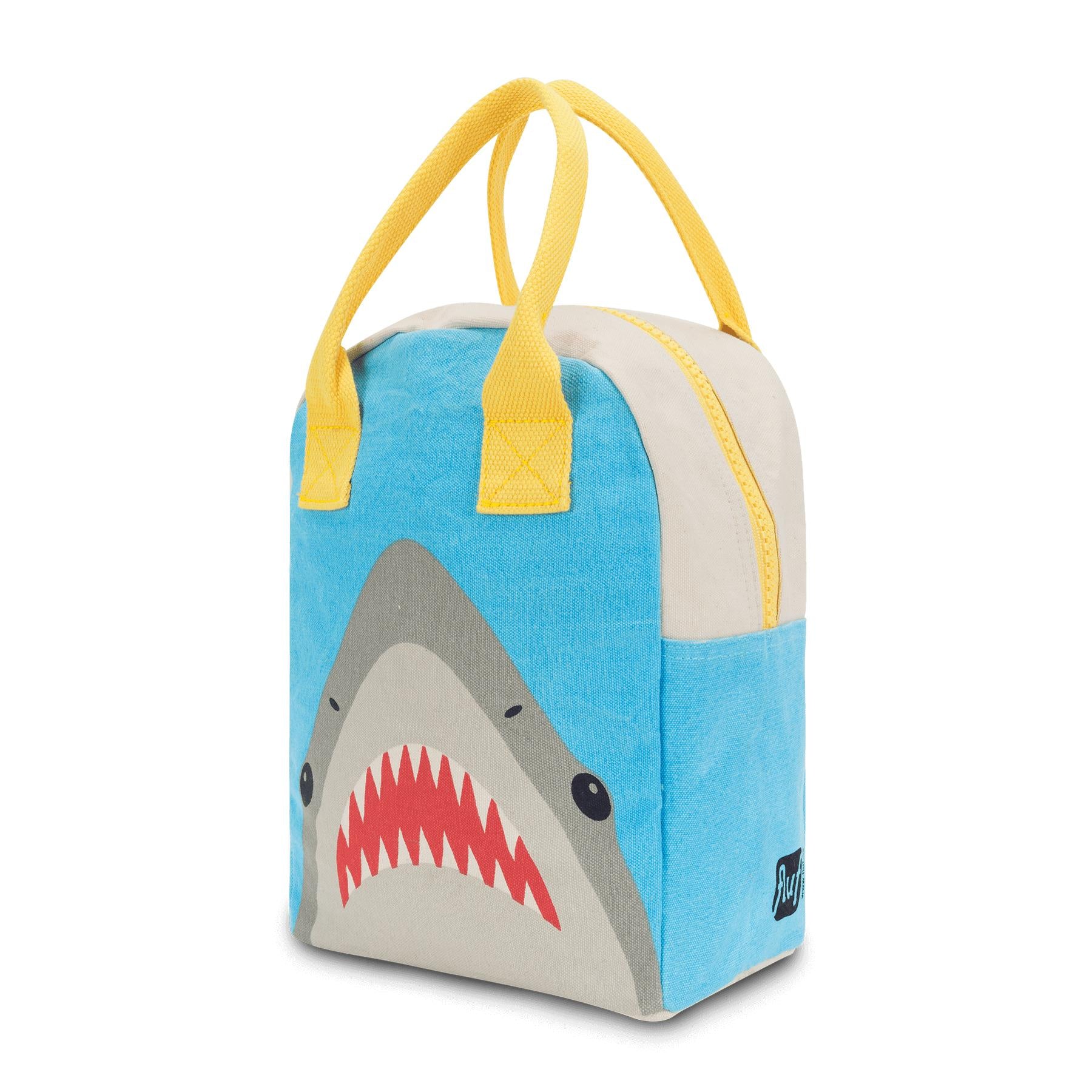 Sustainable 'shark' print lunch bag by Fluf