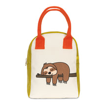 Organic cotton zipper lunch bag with sloth print
