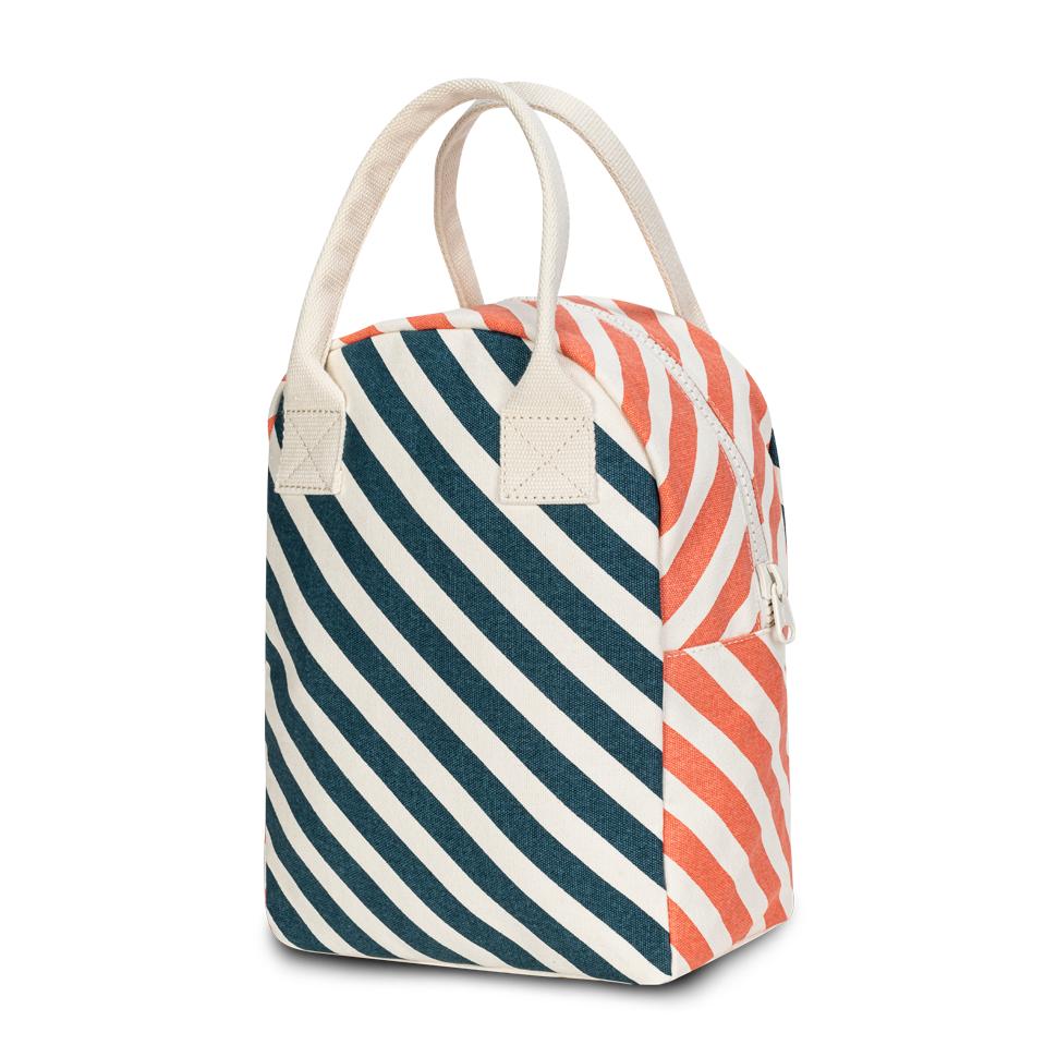 Zipper striped zipper lunch bag, red and blue by Fluf