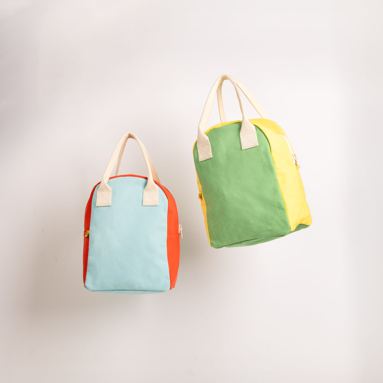 2 sustainable lunch bags by Fluf. Ice pop and tennis colors
