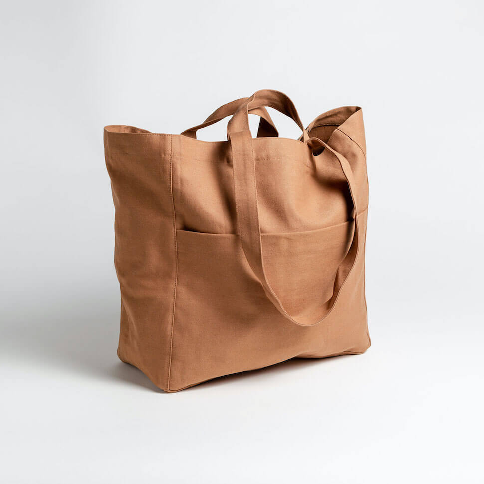 big box tote bag brown nutmeg cognac pockets