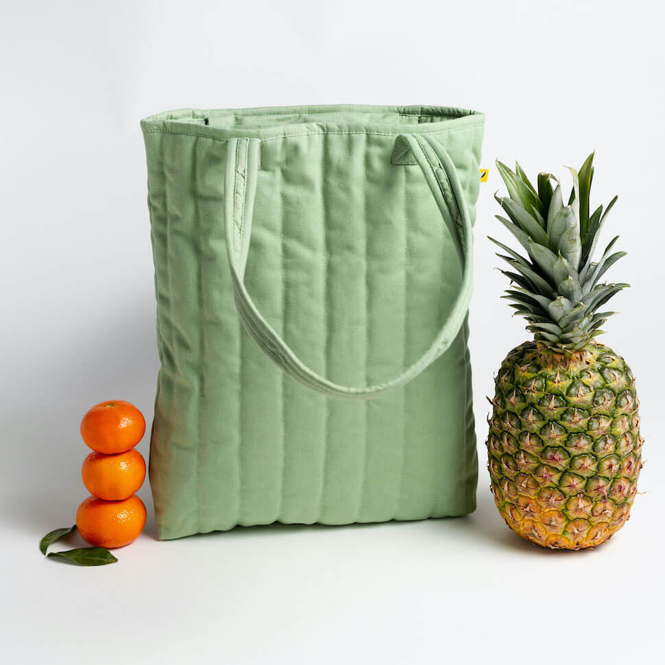 Tote bag green moss matcha puffer puffy quilted