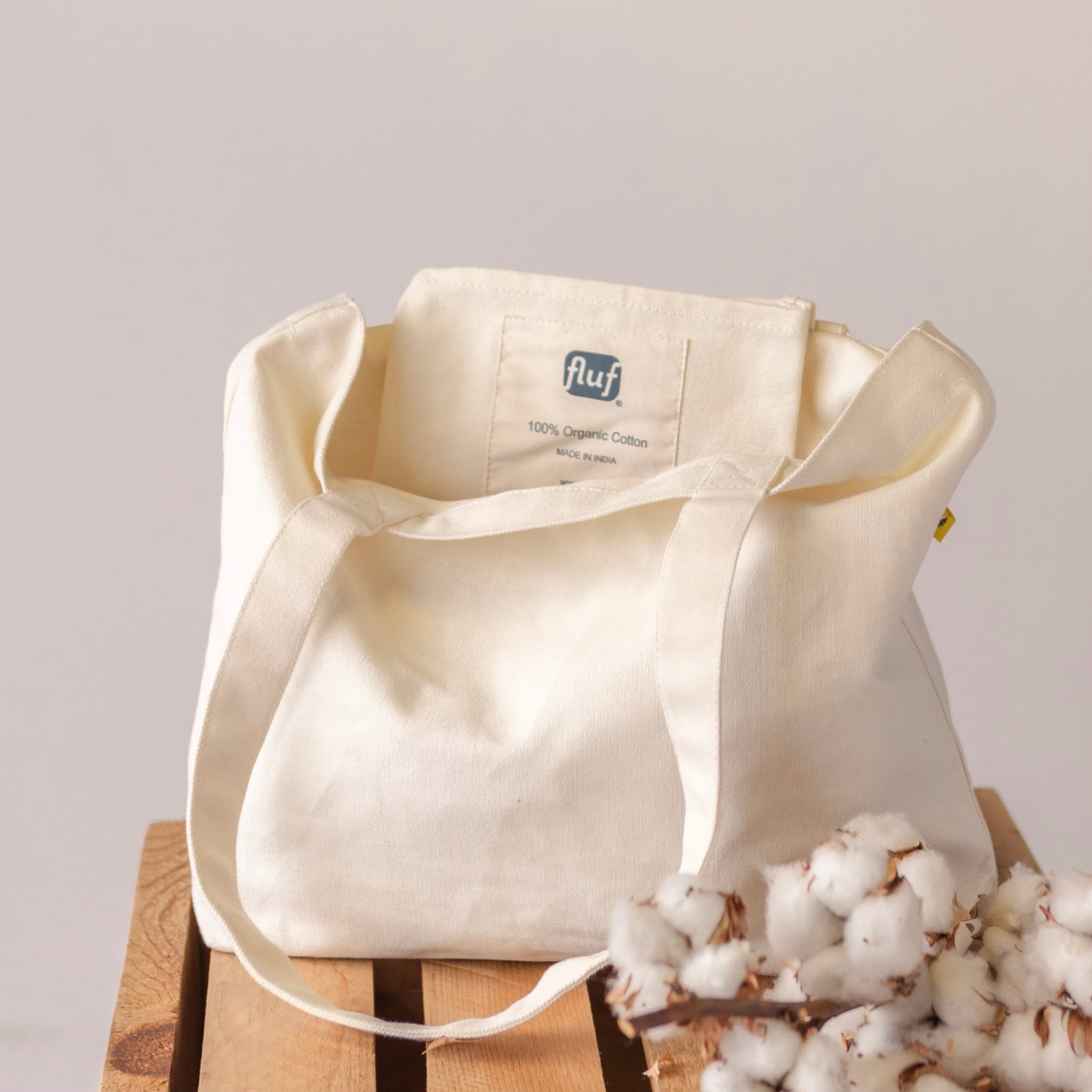 White 100% Organic Cotton Tote Bag 