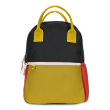 Organic cotton kids backpack in black and green colorblock