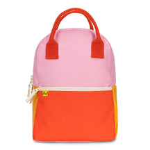 Organic cotton kids backpack in pink and red colorblock