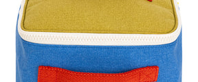 Organic cotton insulated lunch box with blue and green colorblock