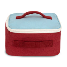 Organic cotton insulated lunch box with blue and red colorblock