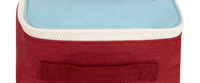 Organic cotton insulated lunch box with blue and red colorblock