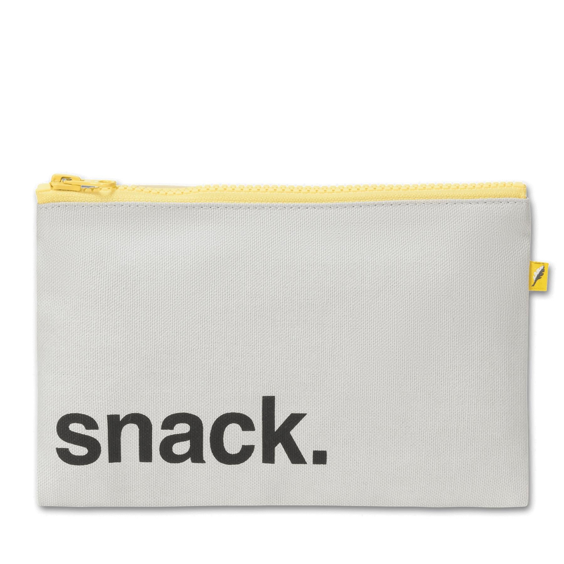 reusable snack pouch with yellow zipper 