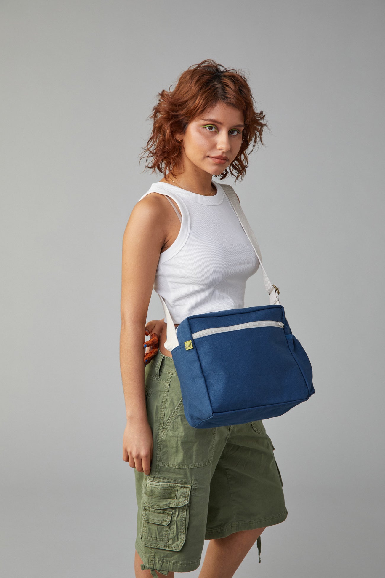 Navy Blue crossbody lunch bag for women by Fluf