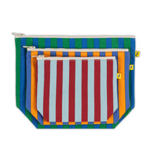 Set of 3 striped zipper pouches