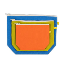 Set of 3 zipper pouches in solid colors