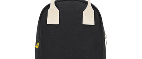 black zipper lunch bag by fluf with natural color handels 