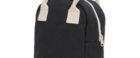 Certified Organic black zipper lunch bag by fluf with natural color handels 