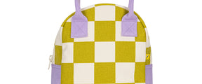 Organic cotton zipper lunch bag with checkers