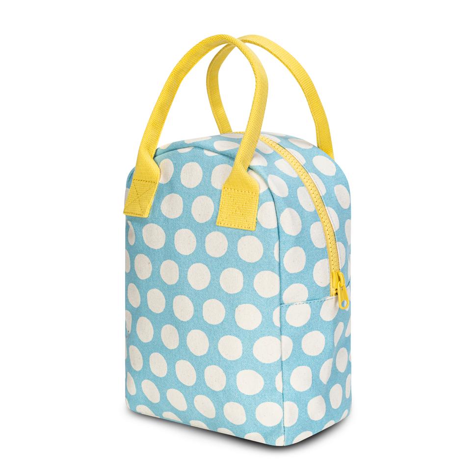 zipper Blue and white polka dot lunch bag by fluf 