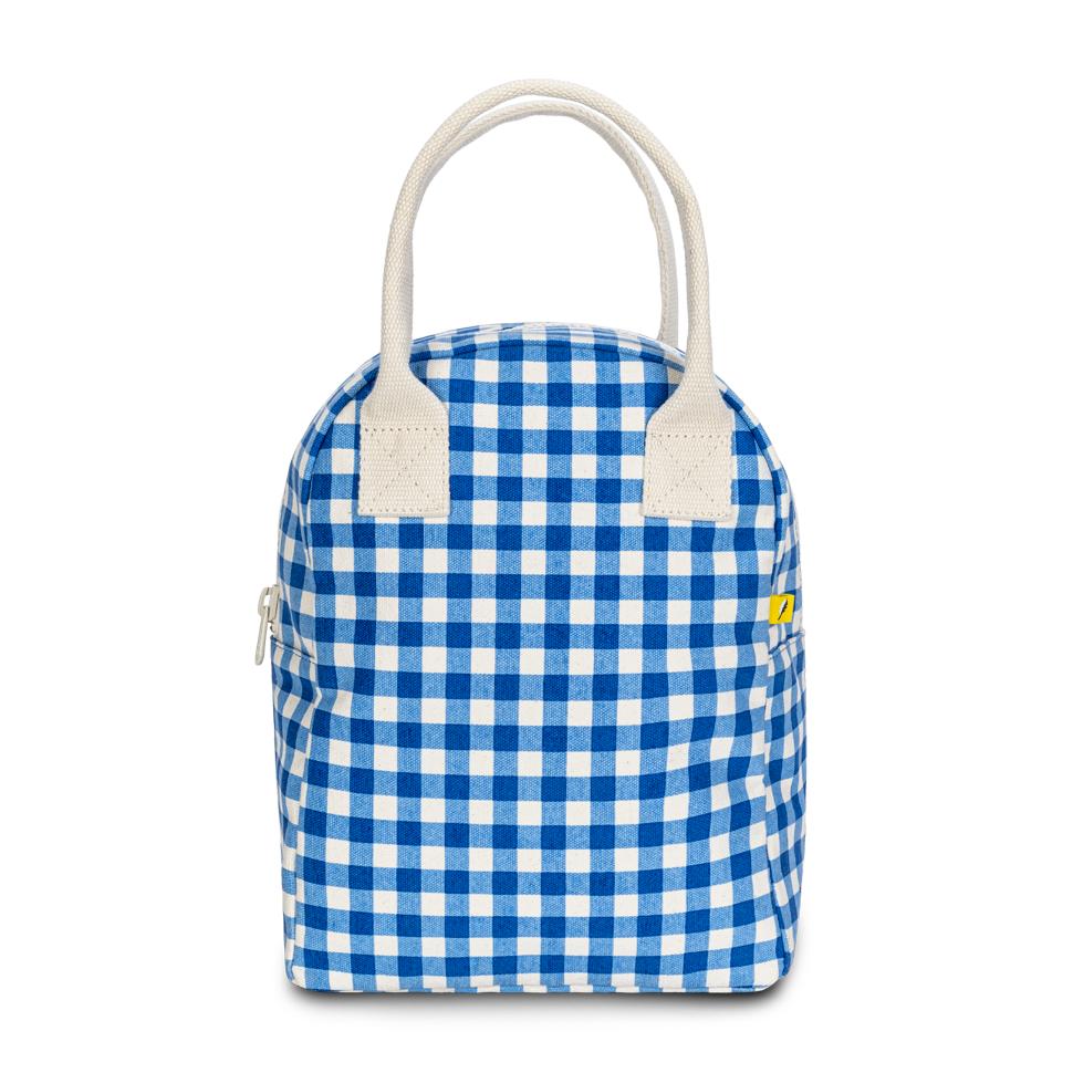 Blue gingham zipper lunch bag by Fluf 