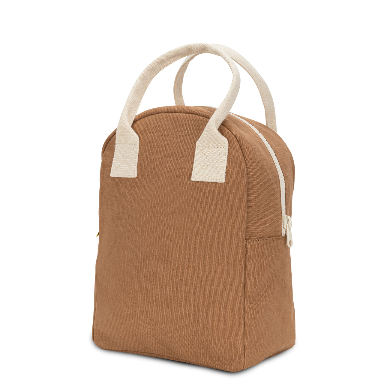 Sustainable Zipper Nutmeg brown lunch bag, made from certified organic and recycled materials 