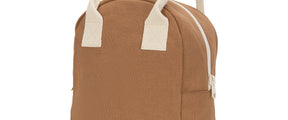 Sustainable Zipper Nutmeg brown lunch bag, made from certified organic and recycled materials 