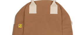 Compact Zipper nutmeg brown lunch bag , made from certified organic and recycled materials 