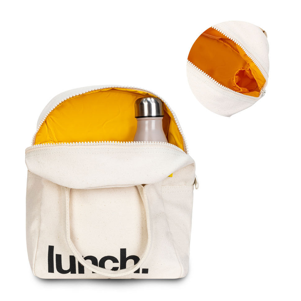 Unisex lunch bag in natural color with bottle holder