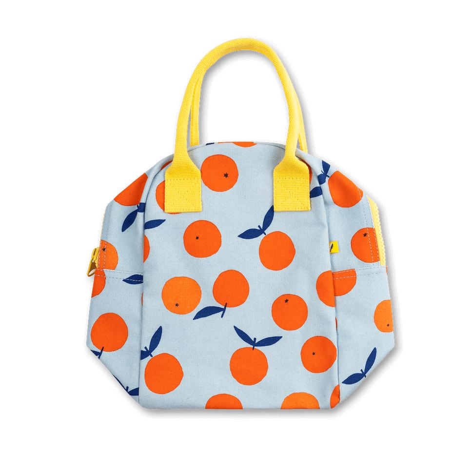 compact and stylish lunch bag with oranges pattern 