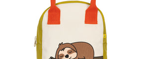 Organic cotton zipper lunch bag with sloth print