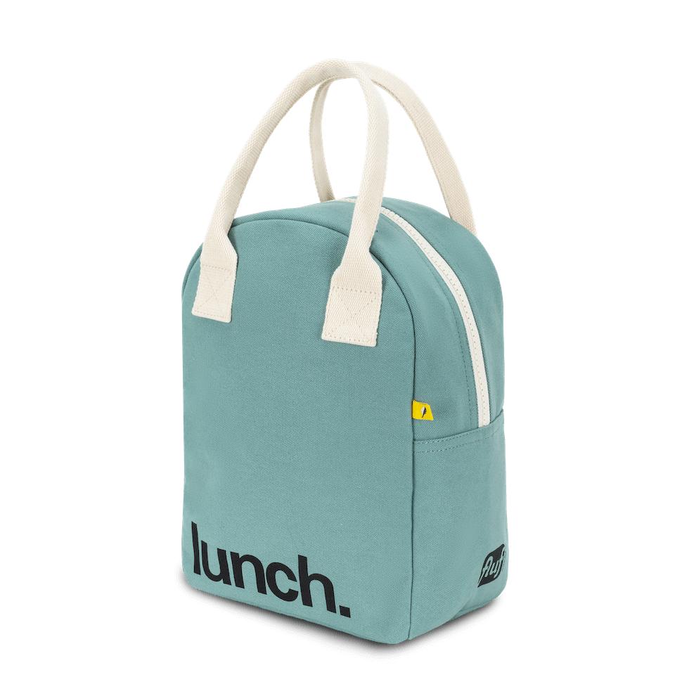 Organic 'lunch' lunch bag in teal color by fluf