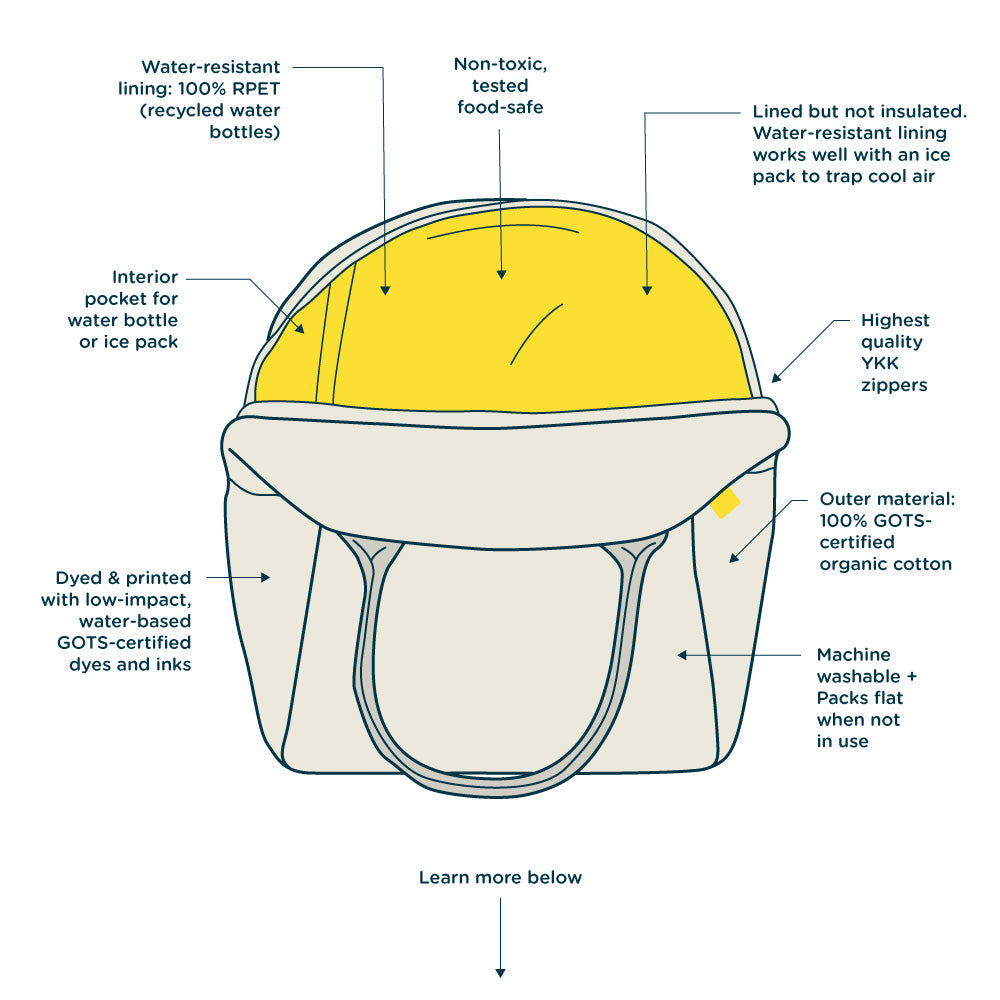 Graphic image of Fluf zipper lunch bag with description