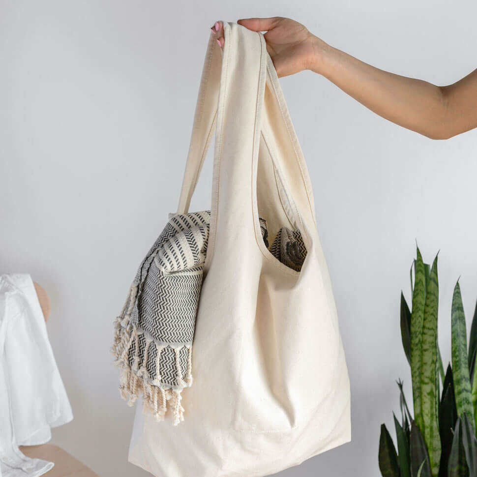 slouchy boho shopping bag natural white cream plain simple