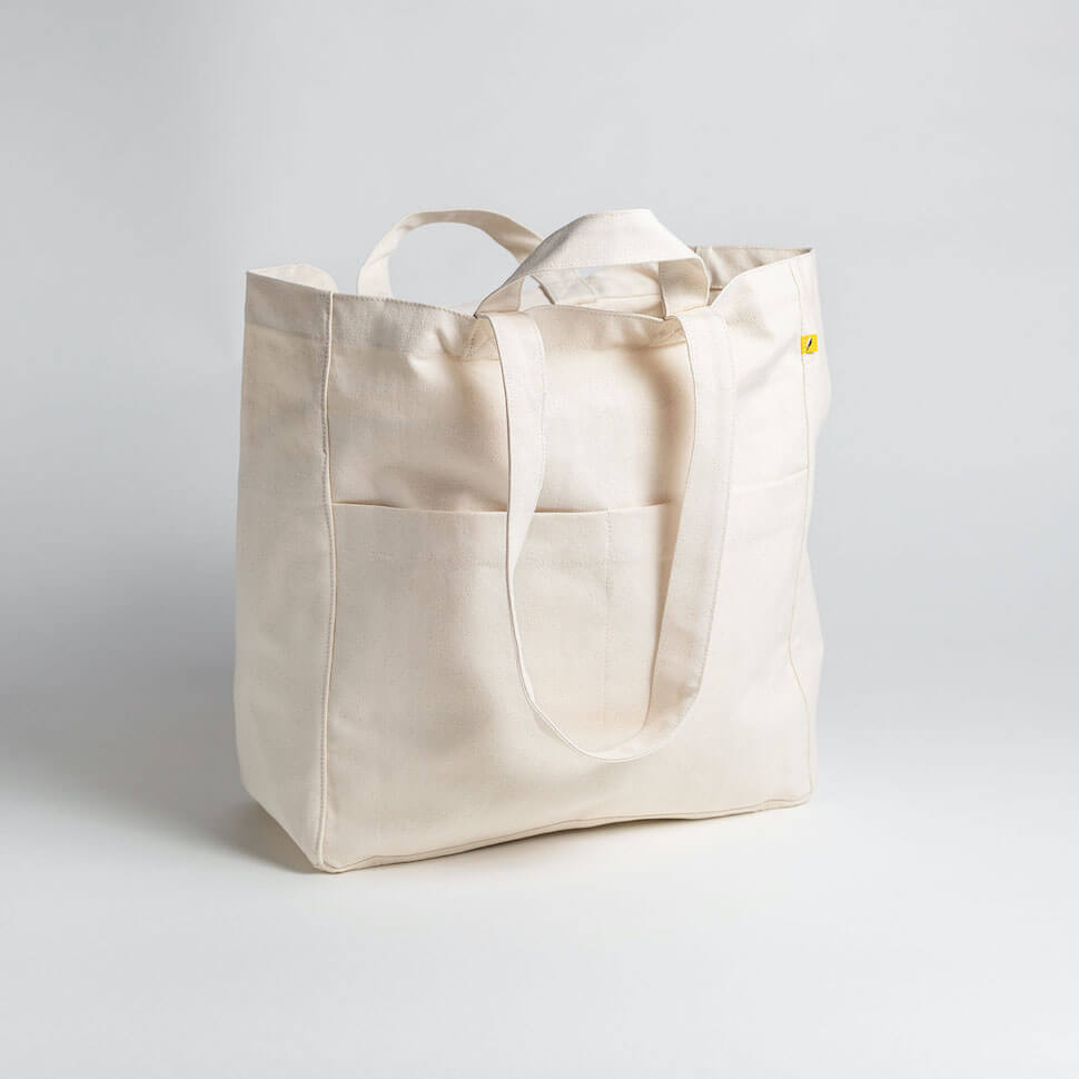 big box tote bag natural white cream simple pockets