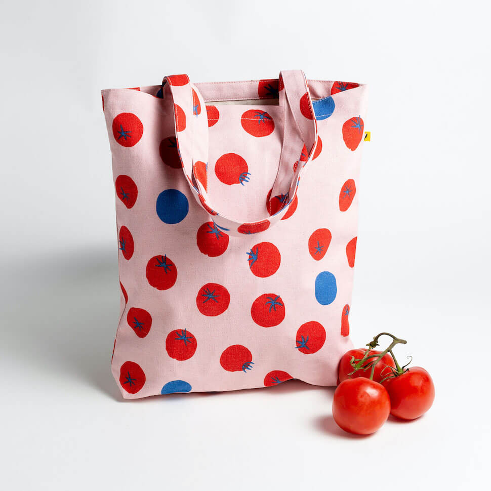 classic tote bag print tomato red pink