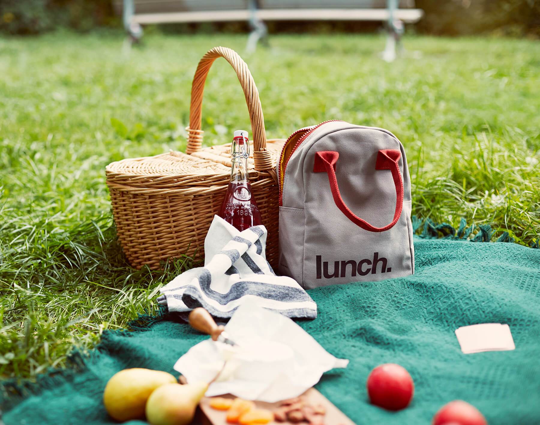 'Lunch' Grey / Rust Lunch Bag