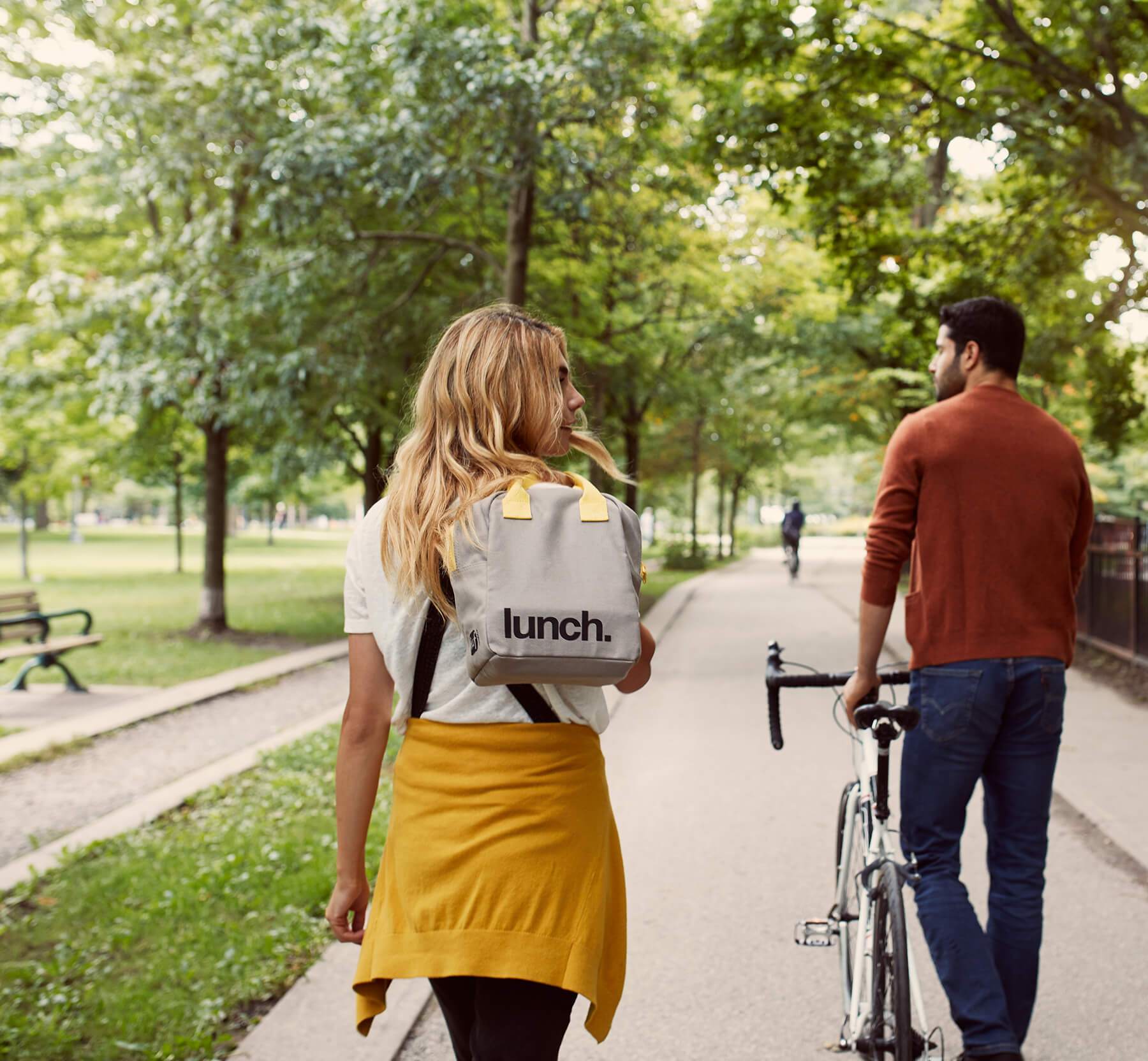 Lunch' Grey / Yellow zipper Lunch Bag for men and women