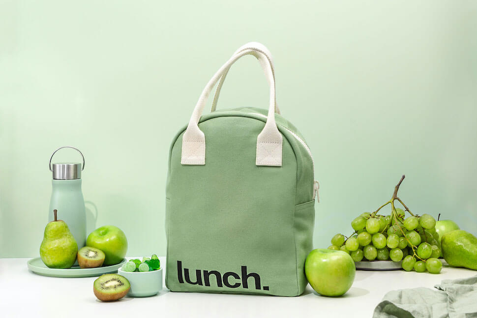 Moss Organic Cotton Lunch Bag Lunch Box. Food safe