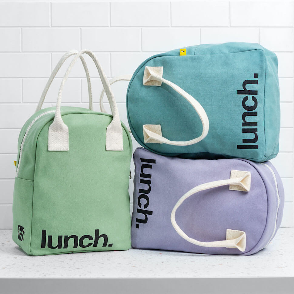 Teal Organic Cotton Lunch Bag Lunch Box by Fluf